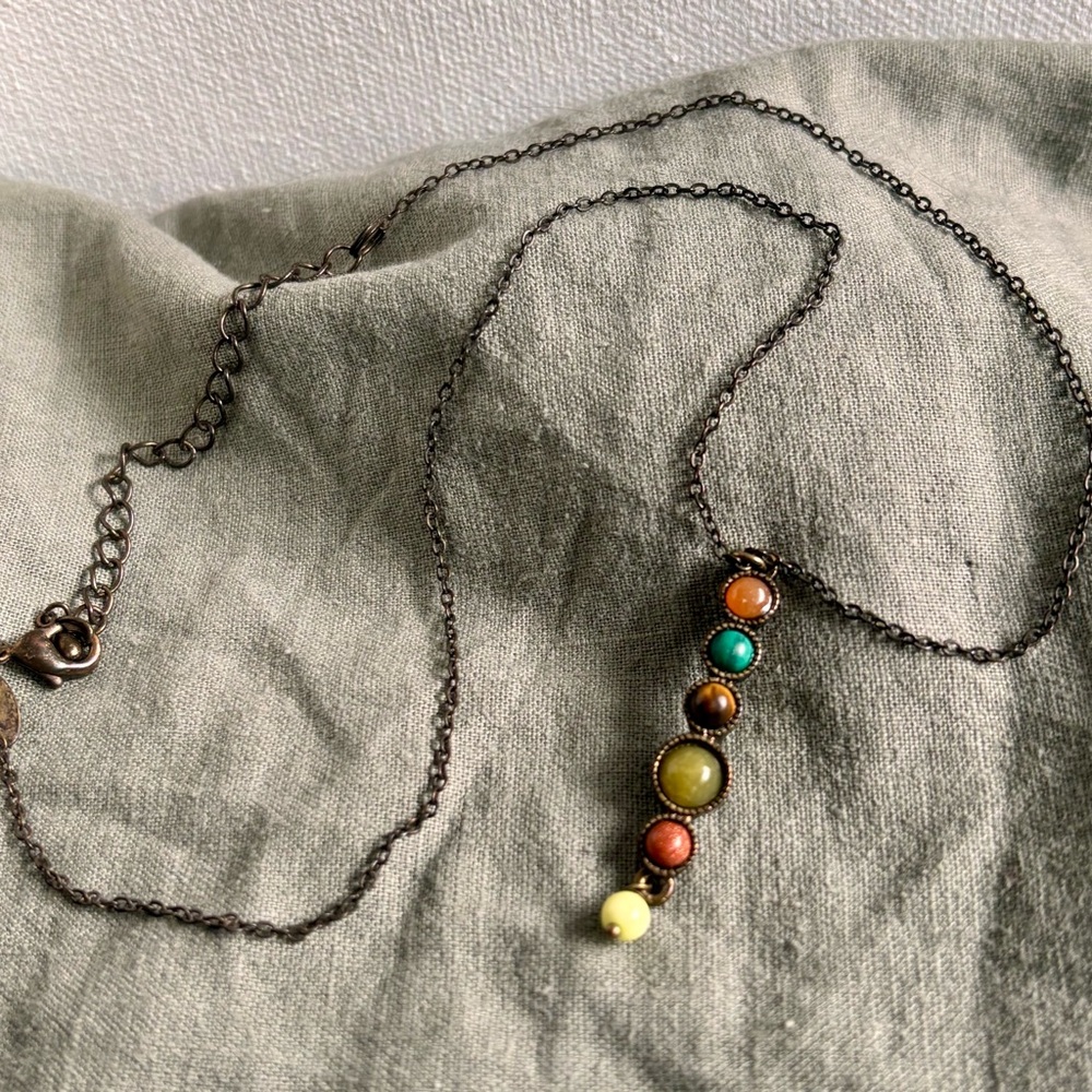 Multicolor Bead Bar Pendant Necklace - Women Jewelry
